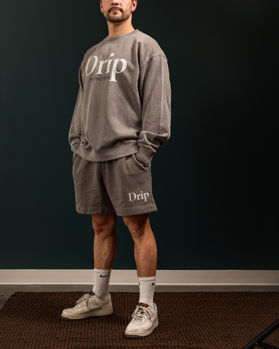 Drip Marketing Sweat Set — Crewneck + Shorts